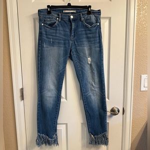 Chelsea & Violet | fringe hem crop ankle jeans